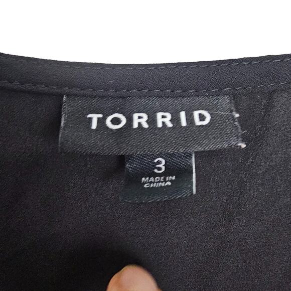 Torrid Top Sheer Top Twist Front Top Hi Low Top Short Sleeve Blouse 3X Black - Picture 7 of 9